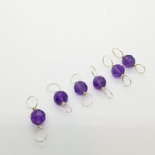 Load image into Gallery viewer, Amethyst, Sterling Silver Double Ended Stitch Markers- Set of 6
