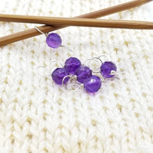 Load image into Gallery viewer, Amethyst, Sterling Silver Double Ended Stitch Markers- Set of 6
