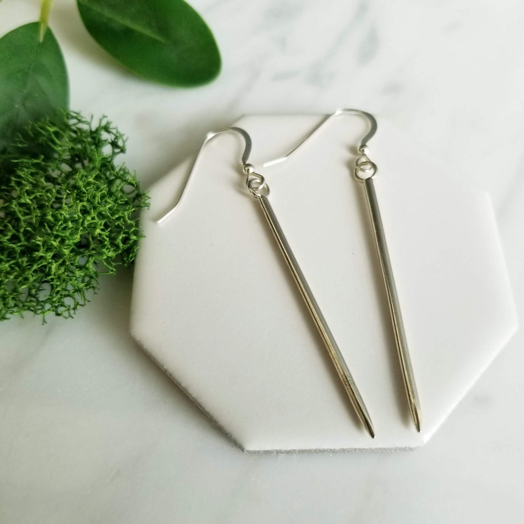 Sterling Silver Spike, Spear, Dagger Drop Earrings