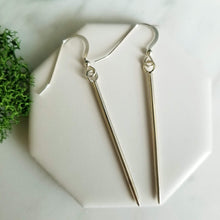 Load image into Gallery viewer, Sterling Silver Spike, Spear, Dagger Drop Earrings
