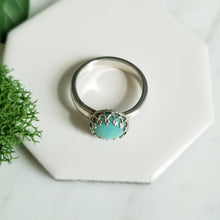 Load image into Gallery viewer, Aqua Blue Amazonite &amp; Sterling Silver Crown Ring
