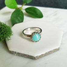 Load image into Gallery viewer, Aqua Blue Amazonite &amp; Sterling Silver Crown Ring
