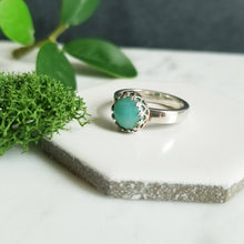 Load image into Gallery viewer, Aqua Blue Amazonite &amp; Sterling Silver Crown Ring
