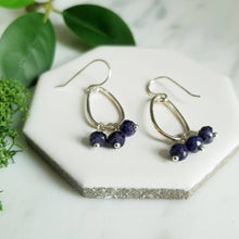 Load image into Gallery viewer, Indigo Blue Faceted Sapphire Sterling Silver Earrings
