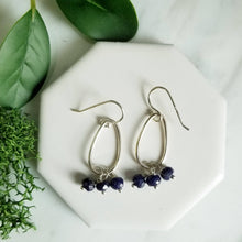 Load image into Gallery viewer, Indigo Blue Faceted Sapphire Sterling Silver Earrings
