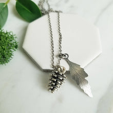 Load image into Gallery viewer, Pinecone and Fern Leaf Necklace
