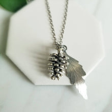 Load image into Gallery viewer, Pinecone and Fern Leaf Necklace
