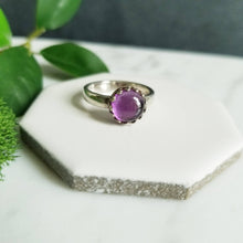 Load image into Gallery viewer, Purple Amethyst &amp; Sterling Silver Crown Ring size 6.5 US
