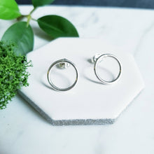 Load image into Gallery viewer, Small Sterling Silver Matte Brushed Circle Stud Earrings
