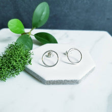 Load image into Gallery viewer, Small Sterling Silver Matte Brushed Circle Stud Earrings
