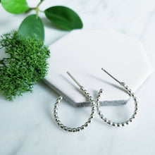 Load image into Gallery viewer, Dot Antique Sterling Silver Hoop Post Earrings
