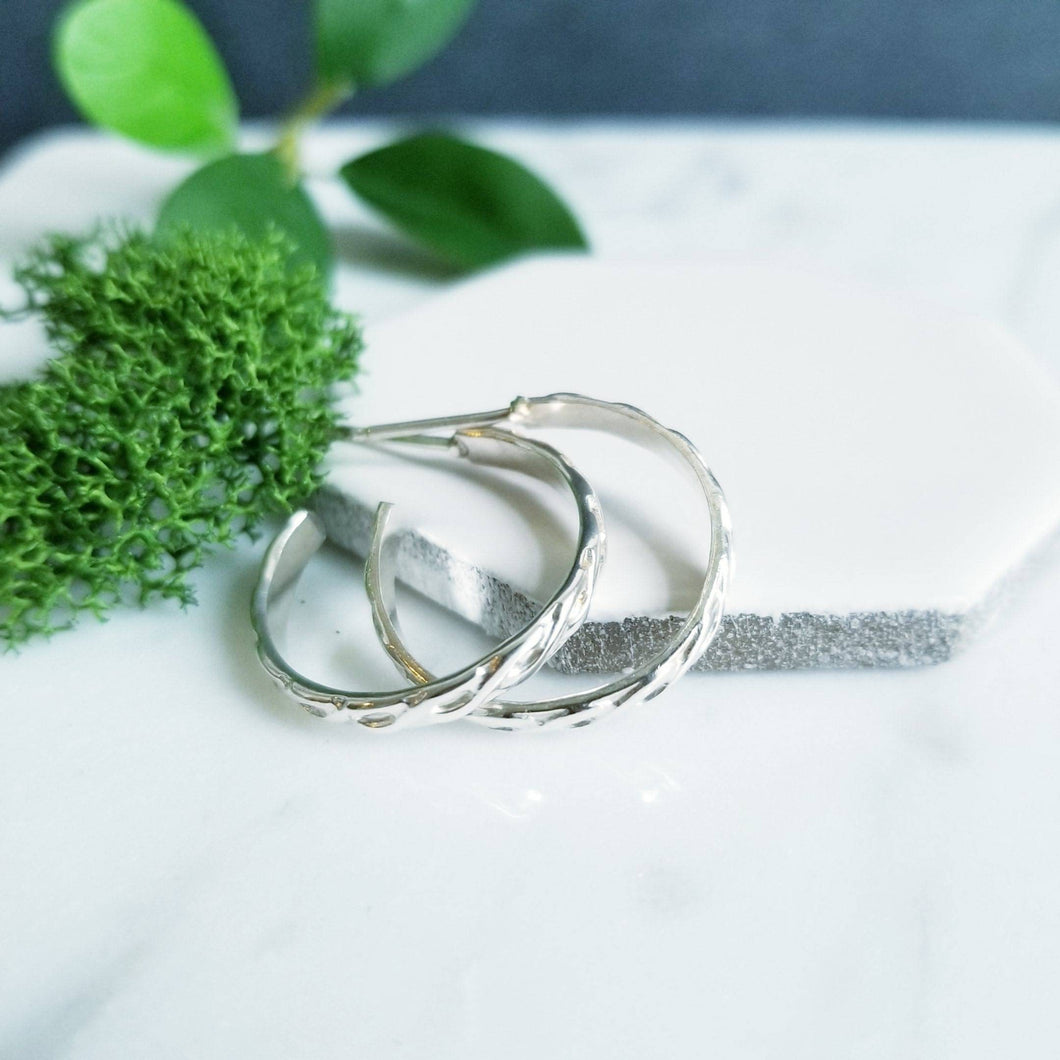 Sterling Silver Braid Post Hoop Earrings