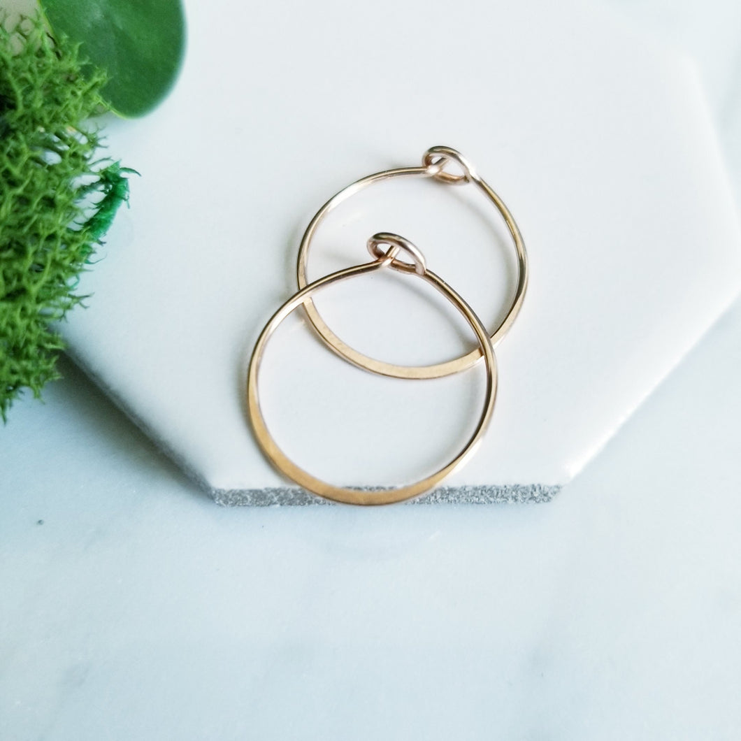 14K Rose GF Hoops Sleeper Earrings in Small