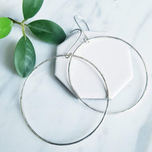 Load image into Gallery viewer, Large Sterling Silver Round Hoop Earrings
