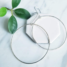 Load image into Gallery viewer, Large Sterling Silver Round Hoop Earrings
