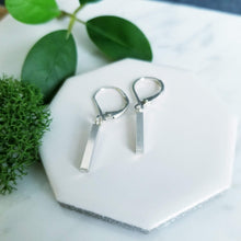 Load image into Gallery viewer, Short Square Sterling Silver Bar Drop Earrings
