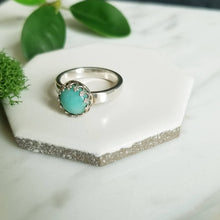 Load image into Gallery viewer, Aqua Blue Amazonite &amp; Sterling Silver Crown Ring
