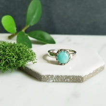 Load image into Gallery viewer, Aqua Blue Amazonite &amp; Sterling Silver Crown Ring
