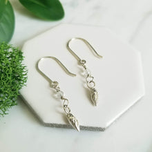 Load image into Gallery viewer, Furled Leaf Bud Sterling Silver Earrings with Quartz Crystal
