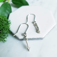 Load image into Gallery viewer, Twig &amp; Bud Sterling Silver Earrings, Cast Sterling Twig Jewelry
