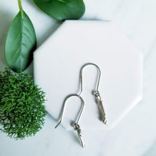 Load image into Gallery viewer, Twig &amp; Bud Sterling Silver Earrings, Cast Sterling Twig Jewelry
