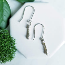 Load image into Gallery viewer, Twig &amp; Bud Sterling Silver Earrings, Cast Sterling Twig Jewelry
