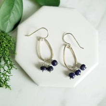 Load image into Gallery viewer, Indigo Blue Faceted Sapphire Sterling Silver Earrings
