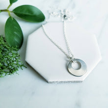 Load image into Gallery viewer, Sterling silver disc circle layering necklace, drop necklace, 13mm wide
