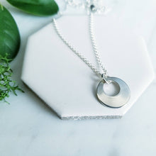 Load image into Gallery viewer, Sterling silver disc circle layering necklace, drop necklace, 13mm wide
