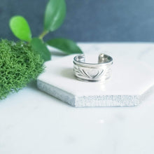 Load image into Gallery viewer, Wide Sterling Silver Toe Ring Heart and Flourish
