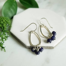 Load image into Gallery viewer, Indigo Blue Faceted Sapphire Sterling Silver Earrings
