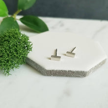 Load image into Gallery viewer, Brushed Textured Sterling Silver Bar Stud Earrings
