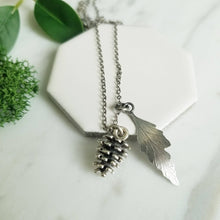 Load image into Gallery viewer, Pinecone and Fern Leaf Necklace
