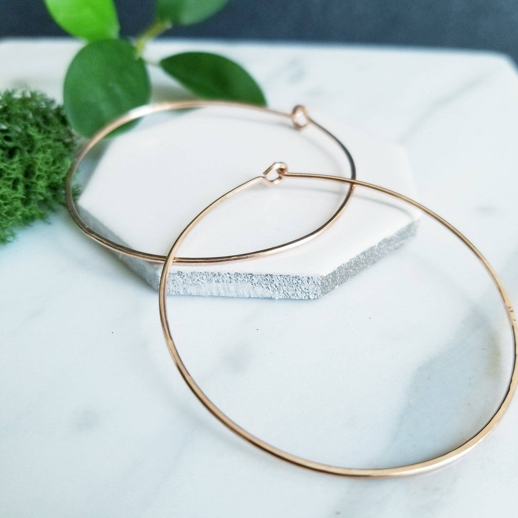 Large 14K Rose GF Hoop Earrings