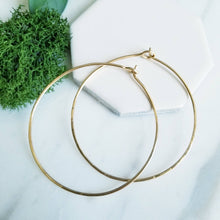 Load image into Gallery viewer, Large 14K GF Round Hoop Earrings
