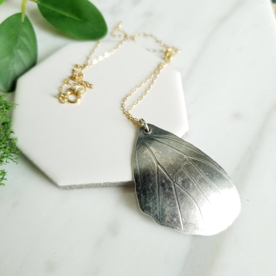 Butterfly Wing Sterling Silver & 14K GF Chain Necklace