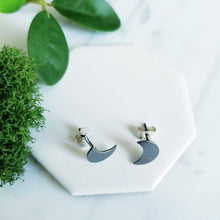 Load image into Gallery viewer, Sterling Silver Lunar Crescent Moon Post Earrings,  Stud Earrings, Modern Jewelry
