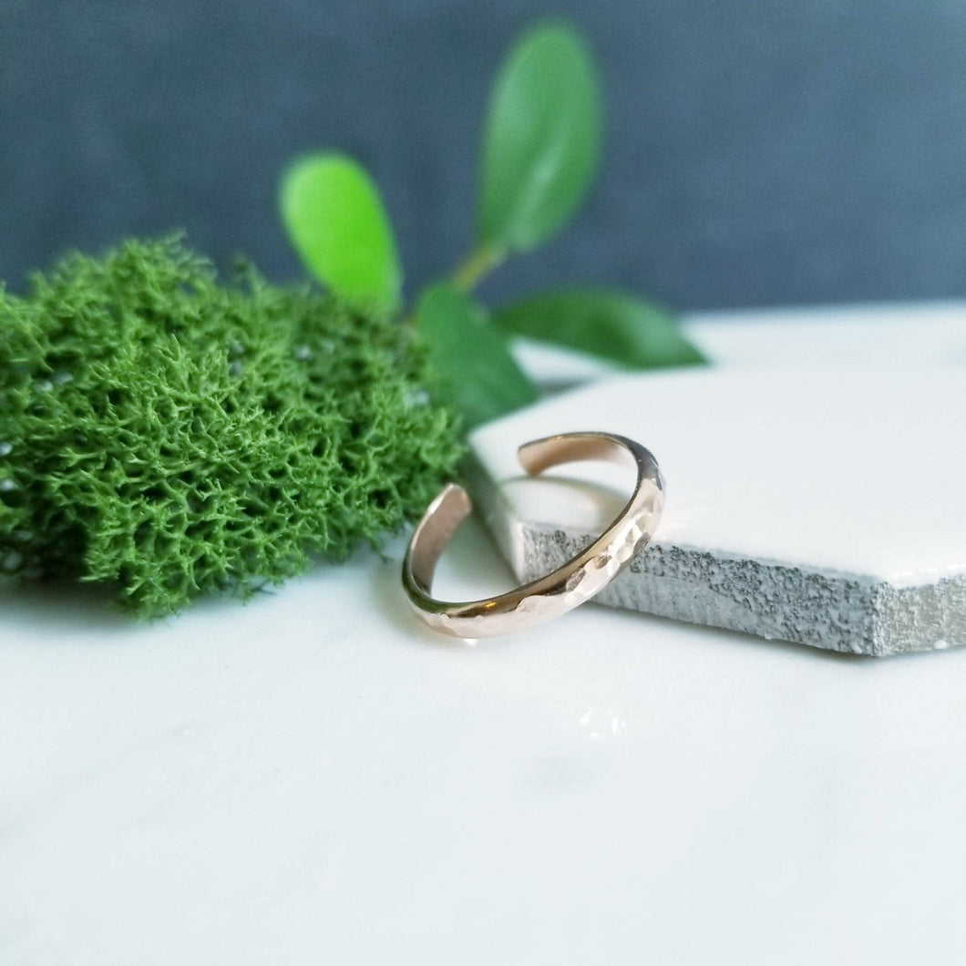 Hammered 14K Rose GF Toe Ring- Wide Half Round -2.5mm