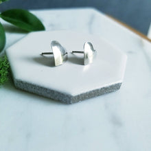 Load image into Gallery viewer, Sterling Silver Matte Finish Brushed Heart Stud Earrings
