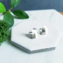 Load image into Gallery viewer, Sterling Silver Matte Finish Brushed Heart Stud Earrings
