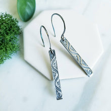 Load image into Gallery viewer, Sterling Floral Bar Drop Earrings
