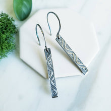 Load image into Gallery viewer, Sterling Floral Bar Drop Earrings
