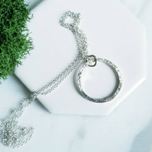 Load image into Gallery viewer, Sterling silver Silk Textured Circle layering necklace, 19mm wide
