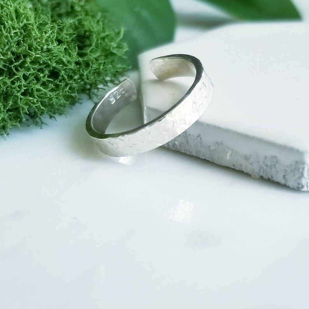 3mm Sterling Silver Toe Ring- Silk Texture