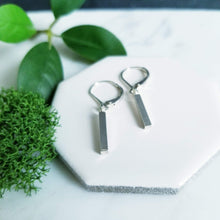 Load image into Gallery viewer, Short Square Sterling Silver Bar Drop Earrings
