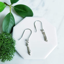 Load image into Gallery viewer, Twig &amp; Bud Sterling Silver Earrings, Cast Sterling Twig Jewelry
