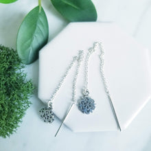 Load image into Gallery viewer, Sterling Silver Snowflake Threader Earrings
