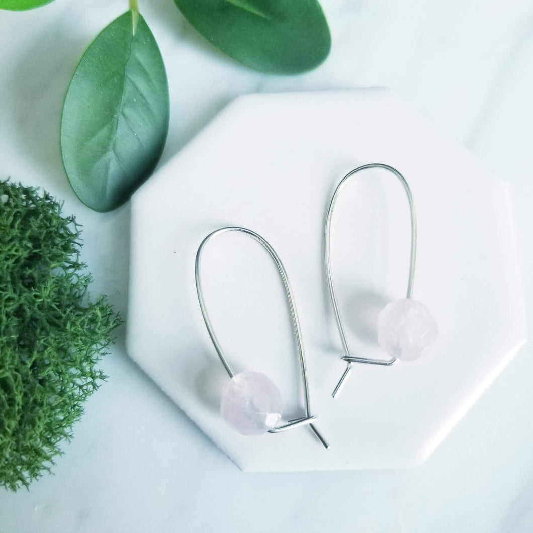 Pale Rose Quartz Sterling Silver Earrings