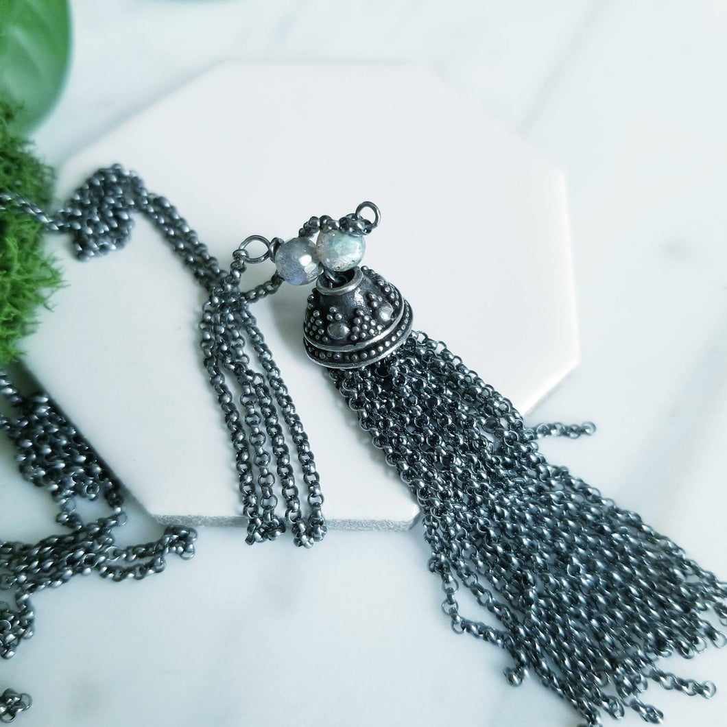 Labradorite Long Tassel Necklace