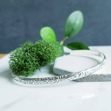 Load image into Gallery viewer, Floral Half Round Sterling Silver Cuff
